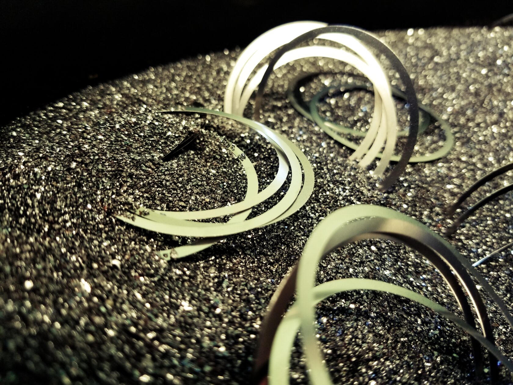 Metal ribbon offcuts from custom aluminum washer stamping process